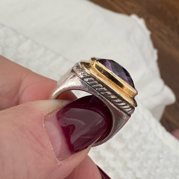 David Yurman Gold & Sterling Silver Ring with Amethyst Gemstone - Picture 11 of 16